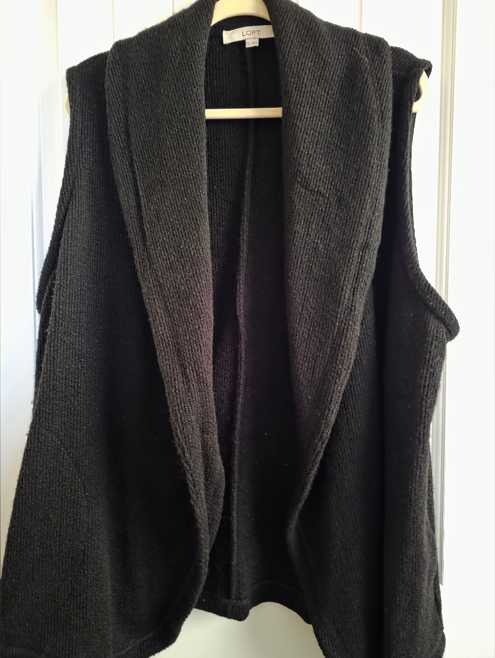 LOFT Black Sleeveless Open-Front Knit Cardigan Vest Sz XL